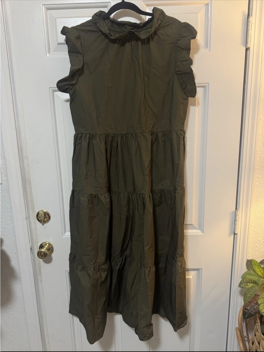 Chepe Womens Maxi Dress Cotton Summer Ruffle Italy Green Size Large
